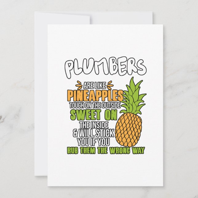 Tarjeta De Agradecimiento Los Plomeros Son Como Las Piñas. (Anverso)