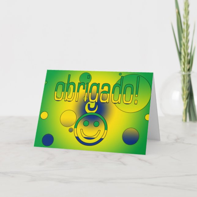 Tarjeta De Agradecimiento Los regalos brasileños agradecen le/Obrigado hacen (Anverso)