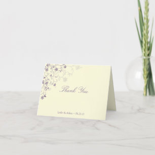 Tarjeta De Agradecimiento Los remolinos florales púrpuras en la boda poner