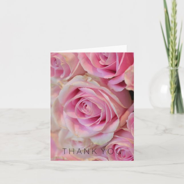 Tarjeta De Agradecimiento Los rosas blancos rosados le agradecen (Anverso)