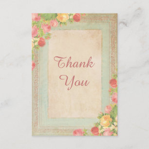 Tarjeta De Agradecimiento Los rosas elegantes del vintage le agradecen