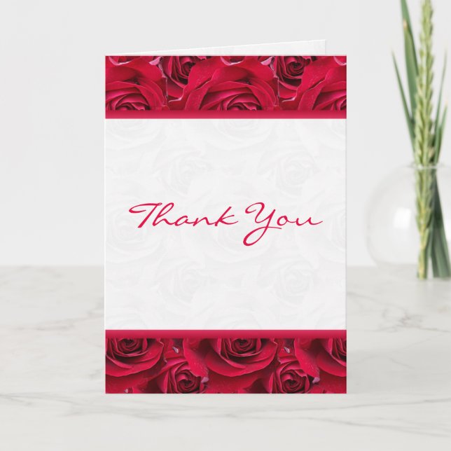 Tarjeta De Agradecimiento Los rosas rojos a montones le agradecen cardar (Anverso)