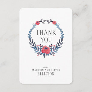 Tarjeta De Agradecimiento Los rosas rojos de la acuarela floral de Boho el