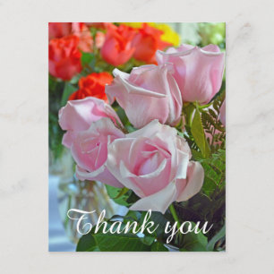 Tarjeta De Agradecimiento Los rosas rosados le agradecen