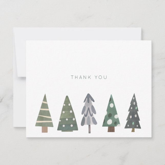Tarjeta De Agradecimiento Los simples árboles nórdicos de invierno de Navida (Anverso)