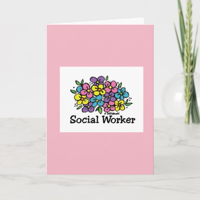Tarjeta De Agradecimiento Los trabajadores sociales florecen gracias (Anverso)