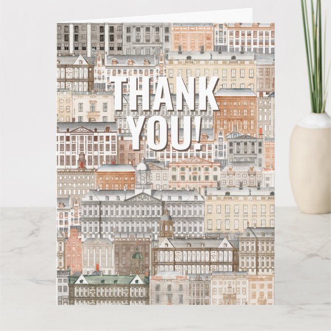 Tarjeta De Agradecimiento ¡Los Viejos Edificios Europeos Gracias! (Anverso)