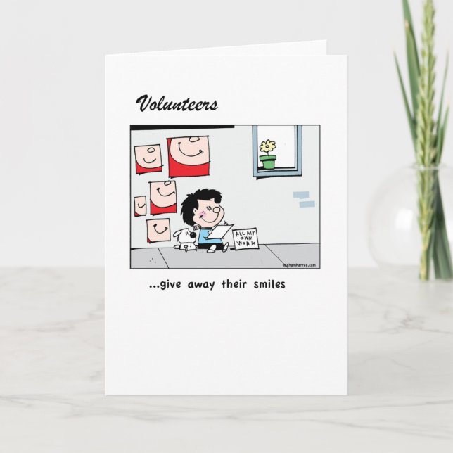 Tarjeta De Agradecimiento Los voluntarios dan lejos sus sonrisas - gracias (Anverso)