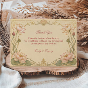 Tarjeta De Agradecimiento Lotus Botánico Vintage