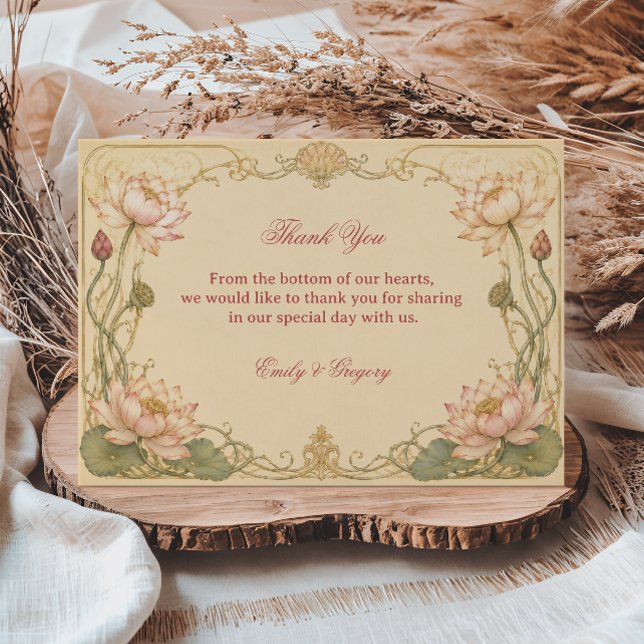 Tarjeta De Agradecimiento Lotus Botánico Vintage (Subido por el creador)