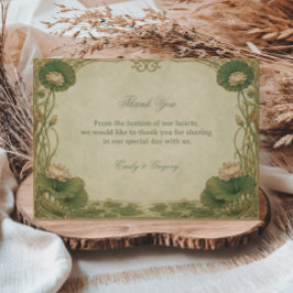 Tarjeta De Agradecimiento Lotus Botánico Vintage