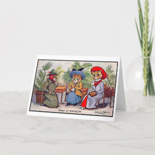 Tarjeta De Agradecimiento Louis Wain, TriLady Cats, Arte