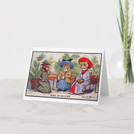 Tarjeta De Agradecimiento Louis Wain, TriLady Cats, Arte