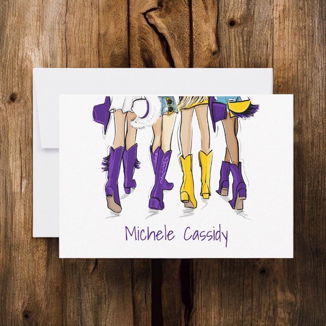 Tarjeta De Agradecimiento Louisiana Ladies Moda Cowboy Boot Purple Yellow (Subido por el creador)