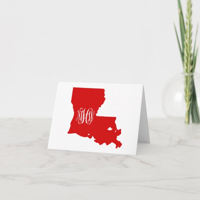 Tarjeta De Agradecimiento Louisiana Red White Vine Monograma Fuente DIY BG (Anverso)