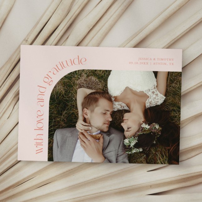 Tarjeta De Agradecimiento Love and Gratitude Peach Wedding Photo (Subido por el creador)