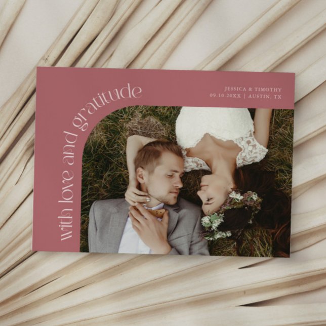 Tarjeta De Agradecimiento Love and Gratitude Pink Wedding Photo (Subido por el creador)