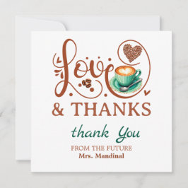 Tarjeta De Agradecimiento Love and Thanks Bridal Shower Wedding Coffee Theme