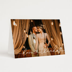 Tarjeta De Agradecimiento Love and Thanks Modern Personalized Wedding Photo