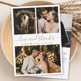 Tarjeta De Agradecimiento Love and Thanks White Gold Wedding Thank You