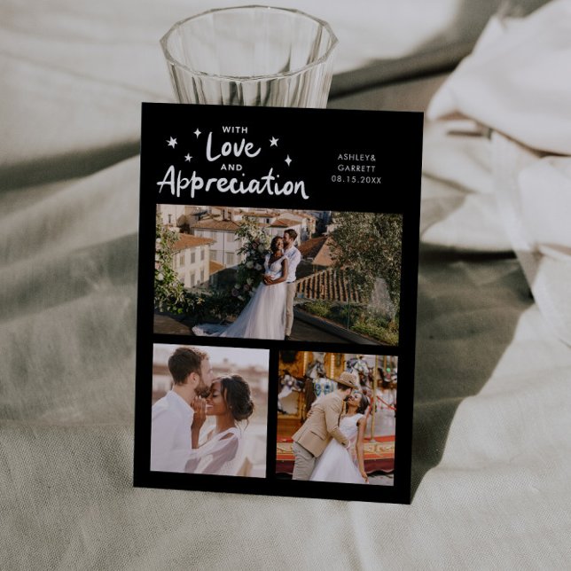 Tarjeta De Agradecimiento Love Appreciation Wedding Multi Photo Black (Subido por el creador)