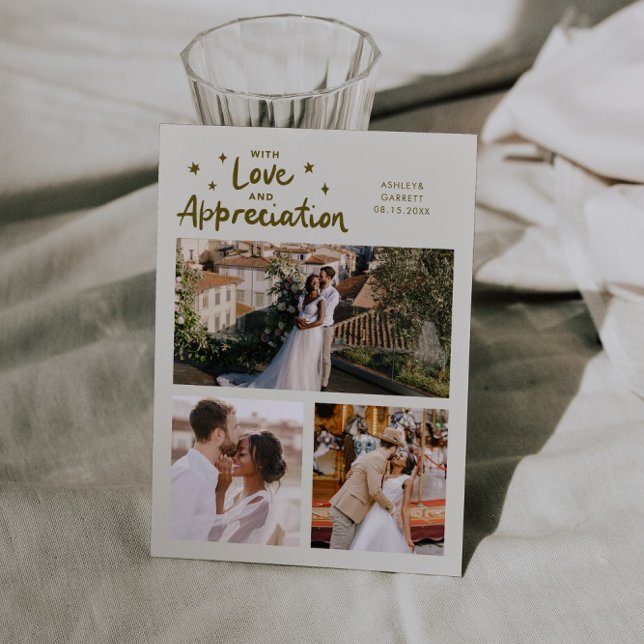 Tarjeta De Agradecimiento Love Appreciation Wedding Multi Photo Cream (Subido por el creador)
