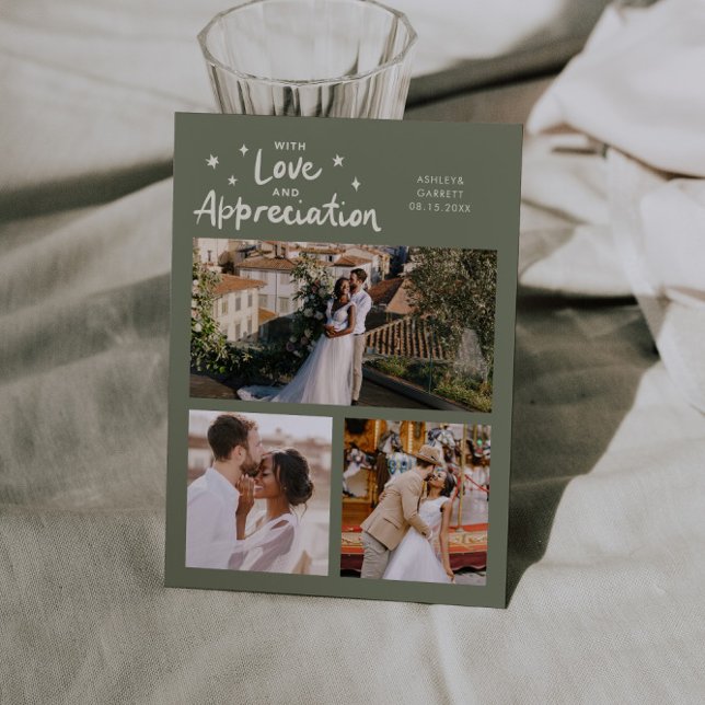 Tarjeta De Agradecimiento Love Appreciation Wedding Multi Photo Sage Green (Subido por el creador)
