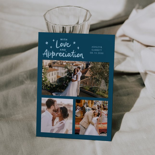 Tarjeta De Agradecimiento Love Appreciation Wedding Multi Photo Teal (Subido por el creador)