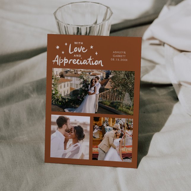 Tarjeta De Agradecimiento Love Appreciation Wedding Multi Photo Terracotta (Subido por el creador)