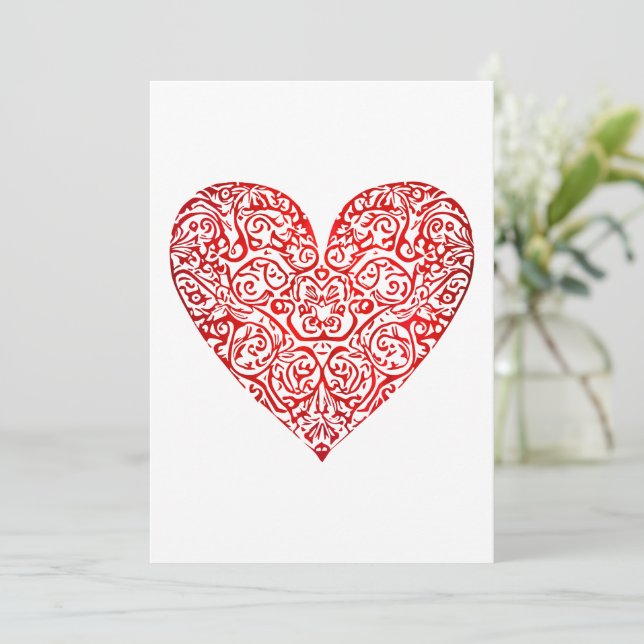 Tarjeta De Agradecimiento Love Doodle Heart Abstract Art, No 02 (Anverso de pie)