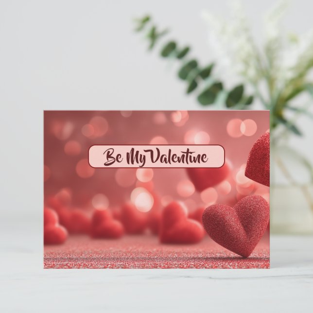 Tarjeta De Agradecimiento Love-Filled Be My Valentine Flat Romantic Card (Anverso de pie)