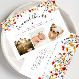 Tarjeta De Agradecimiento Love&Gracias Wildflower 3 Photo Baby Gracias