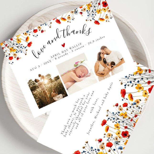 Tarjeta De Agradecimiento Love&Gracias Wildflower 3 Photo Baby Gracias (Subido por el creador)