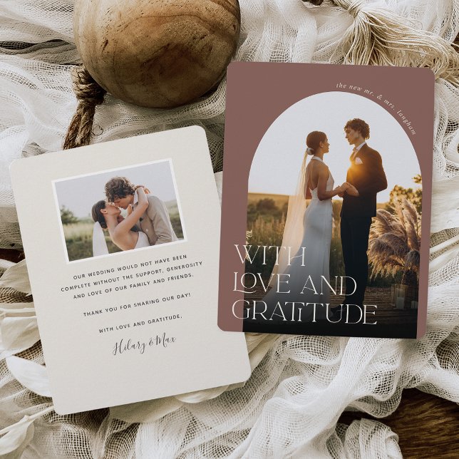 Tarjeta De Agradecimiento Love & Gratitude | Arch Photo Wedding (Subido por el creador)