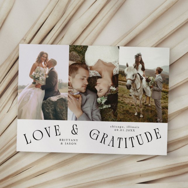Tarjeta De Agradecimiento Love & Gratitude White Multi Wedding Photo (Subido por el creador)
