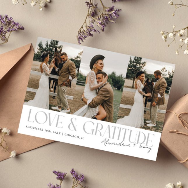 Tarjeta De Agradecimiento Love & Gratitude White Wedding Multi Photo   (Subido por el creador)