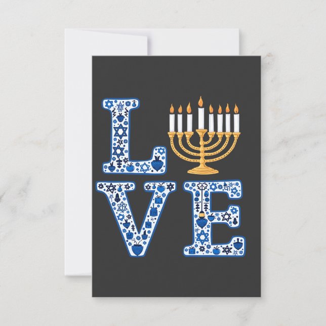 Tarjeta De Agradecimiento Love Hanukkah Jewish Holiday Menorah (Anverso)