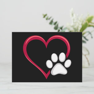 Tarjeta De Agradecimiento Love Heart Dog Paw El día de San Valentín Dog Love