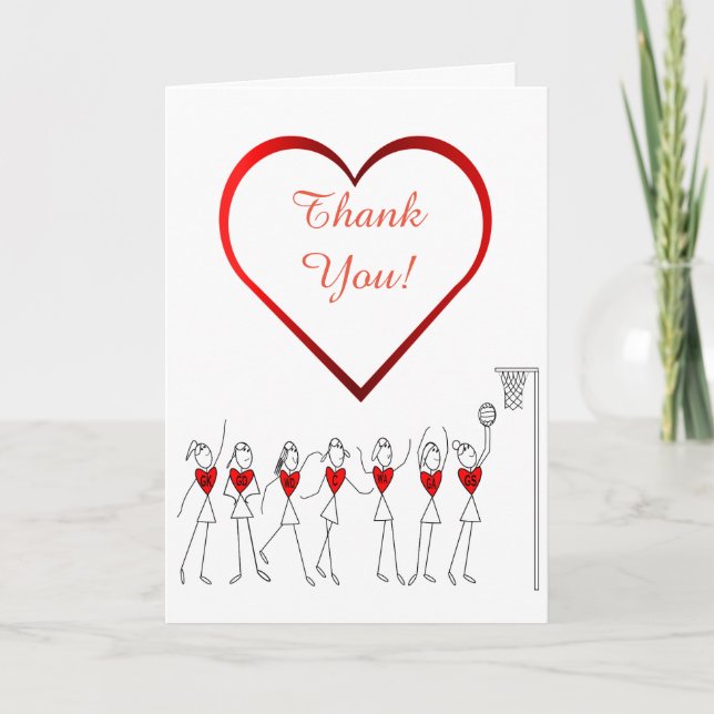 Tarjeta De Agradecimiento Love Heart Netball Gracias (Anverso)