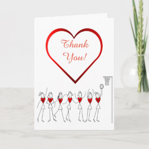 Tarjeta De Agradecimiento Love Heart Netball Gracias