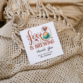 Tarjeta De Agradecimiento Love Is Brewing Bridal Shower Terracotta Coffee 
