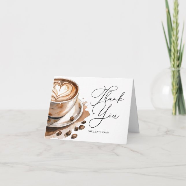 Tarjeta De Agradecimiento Love is Brewing Coffee Bridal Shower (Anverso)
