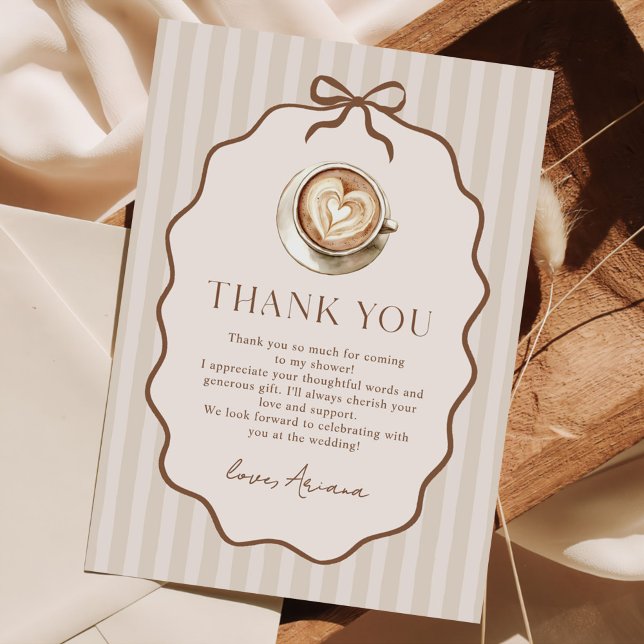 Tarjeta De Agradecimiento Love is Brewing Coffee Bridal Shower (Subido por el creador)