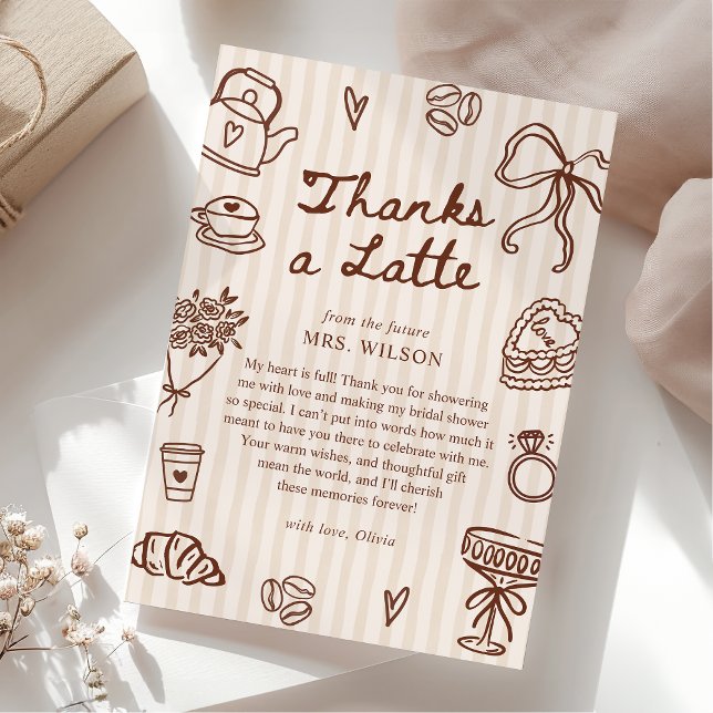 Tarjeta De Agradecimiento Love is Brewing Coffee Hand Drawn Bridal Shower (Subido por el creador)