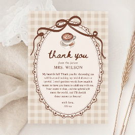 Tarjeta De Agradecimiento Love is Brewing Gingham Coffee Bridal Shower