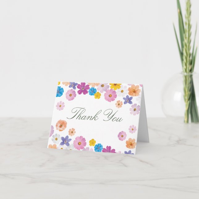 Tarjeta De Agradecimiento Love is in Bloom Wildflower Garden Bridal Shower (Anverso)