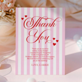 Tarjeta De Agradecimiento Love Is In The Air Pink Red Hearts Bridal Shower