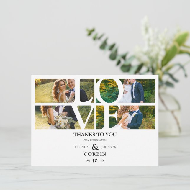 Tarjeta De Agradecimiento Love Quote White Trendy  (Anverso de pie)