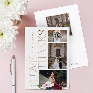 Tarjeta De Agradecimiento Love & Thanks Burgundy Navy Florals Three Photos