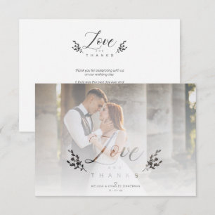 Tarjeta De Agradecimiento Love & Thanks Photo Wedding Botanical Transparency